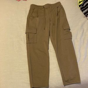 Olive green joggers, size S, cargo pockets